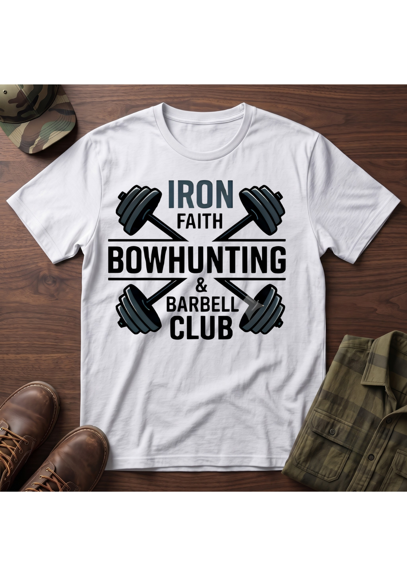 Iron Faith Barbell Crossed T-Shirt