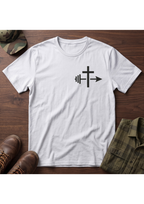 Cross and Barbell Chest Logo Only T-Shirt | Faith Fitness Tee