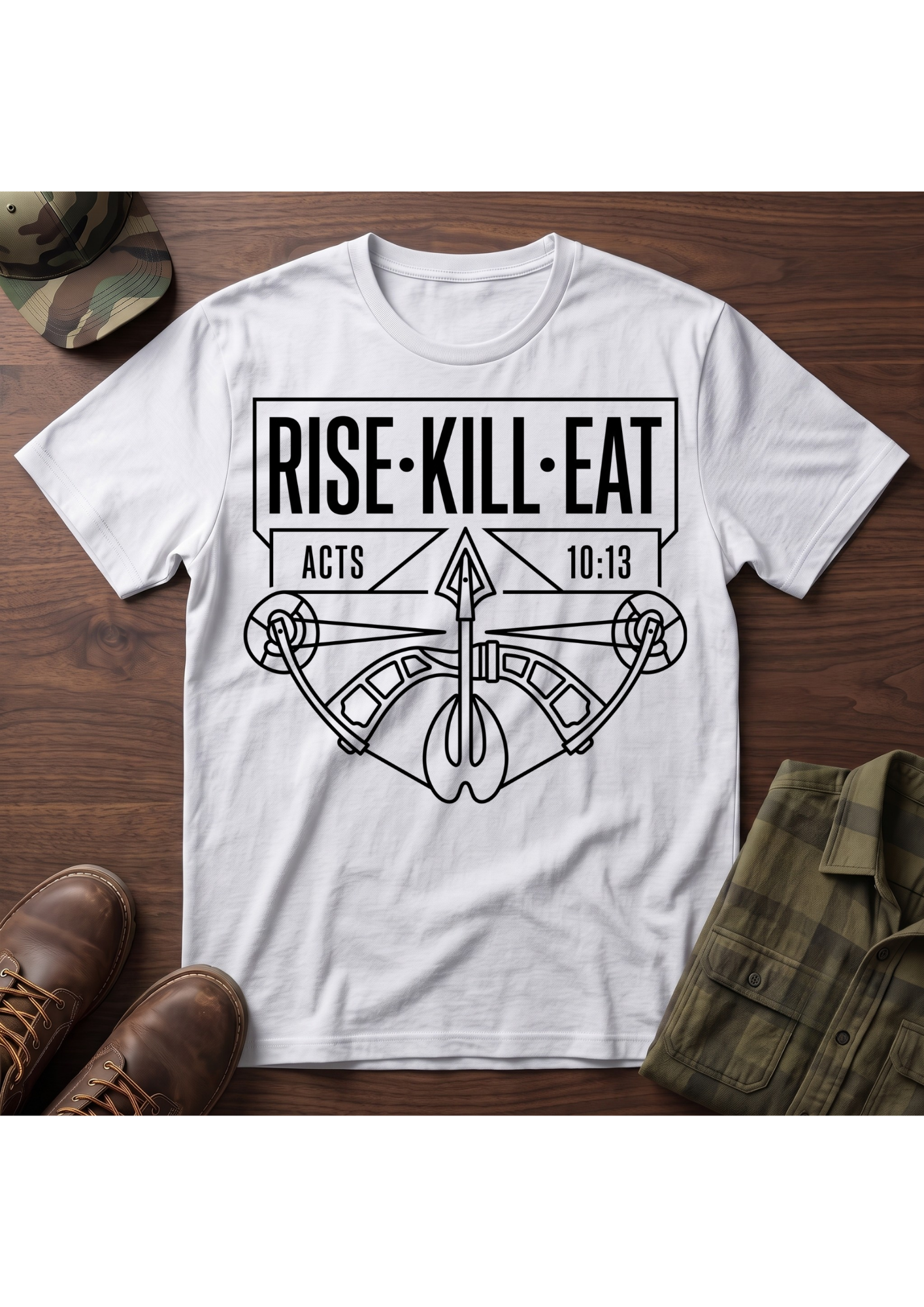 Rise, Kill, Eat Bow and Deer Track T-Shirt