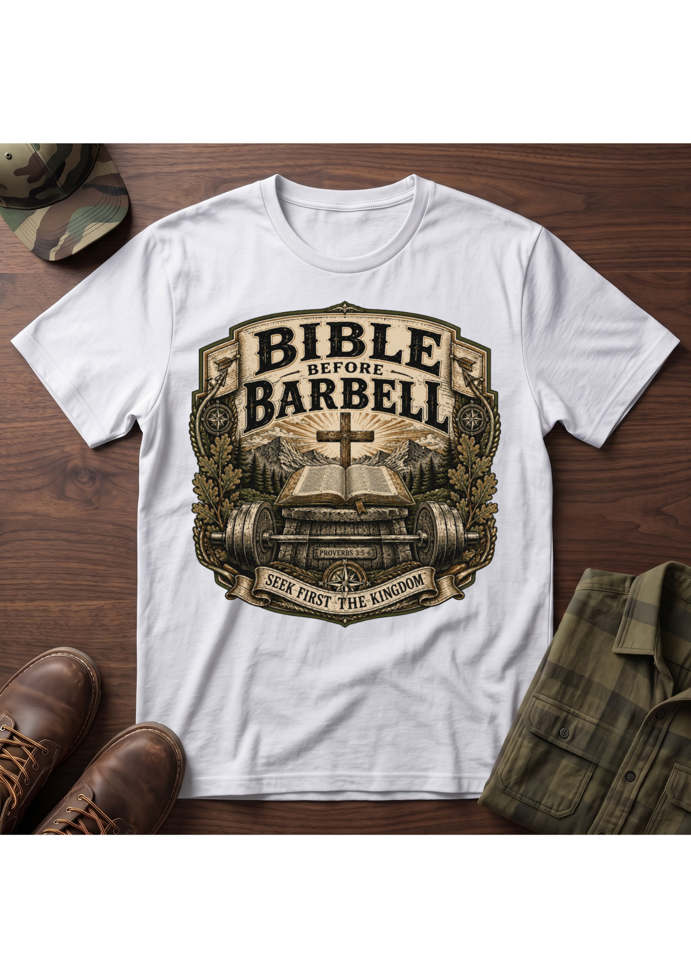 Bible Before Barbell T-Shirt